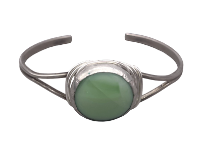 #ad Silver Tone Gemstone Cuff Bangle Bracelet $16.00