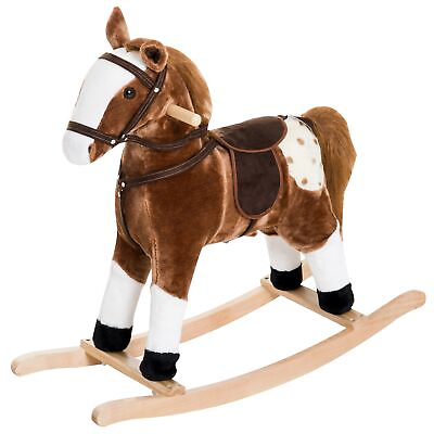 #ad Kids Wooden Ride On Rocking Horse Pony Riding Rocker Toy for Toddlers Ages 3 5 $62.39