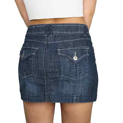 #ad Y2k Dark Wash Denim Vintage Jean Mini Skirt Denim Micro Skirt 29quot; Cute $35.99