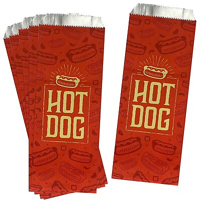 #ad Printed Foil Hot Dog Bags 50 Pack Silver Red by $19.65
