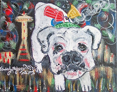 #ad Bulldog in Seattle Dog 5x7 Art PRINT Signed by Artist Kimberly Helgeson Sams $13.60