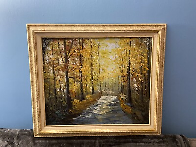#ad Beautiful Fall Landscape Oil Painting Signed by KING 25quot;x29quot; $99.98