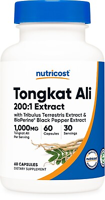 #ad Nutricost Tong kat Ali 500mg 60 Capsules 200:1 Extract $14.95