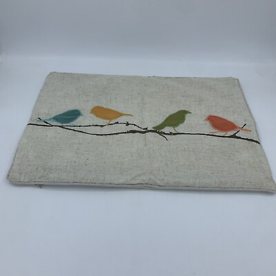 #ad Throw Pillow Cover Sham Colorful Birds On A Branch 19x13 Cotton Linen Blend $12.53