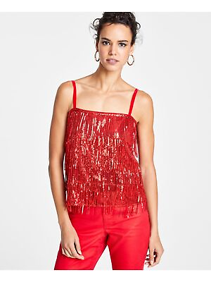 #ad INC Womens Sequined Tiered Lined Spaghetti Strap Square Neck Party Cami Top $10.99
