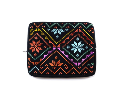 #ad Handmade Women Embroidery Zipped Clutch Bag with Dark Flower $29.00