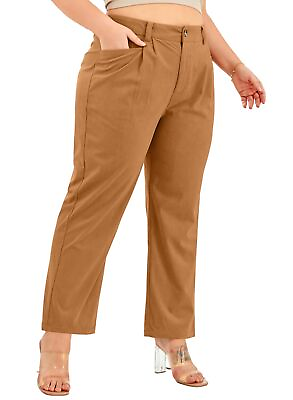 #ad Eytino Plus Size Corduroy Pants for Women Causal Elastic High Waist Straight ... $43.41