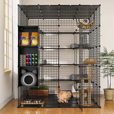 #ad 5 Tier Metal Cat Cage with Cube StorageDIY Indoor Catio Enclosure Spacious $201.66
