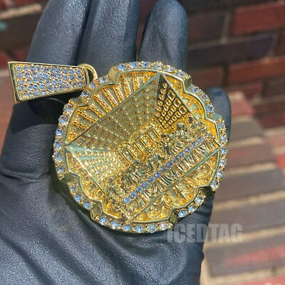 #ad ICED HIP HOP CUBIC ZIRCONIA GOLD PLATE ALLOY RELIGIOUS LAST SUPPER CHARM PENDANT $15.99