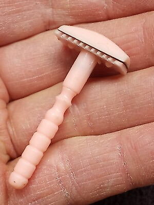 #ad Vintage TOY SHAVING RAZOR PINK with STEEL BLADE USA 2quot; long $5.99