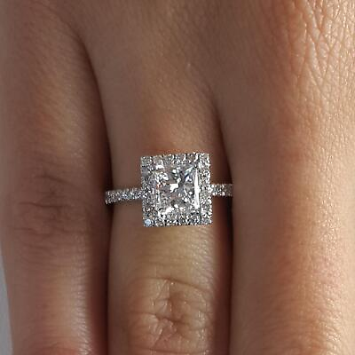 #ad 1.25 Ct Square Pave Princess Cut Diamond Engagement Ring SI2 G White Gold 18k $854.00