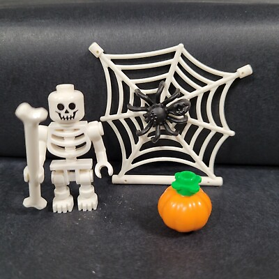 #ad NEW LEGO Halloween lot Skeleton Minifigure Pumpkin Spider and Spider Web $9.95
