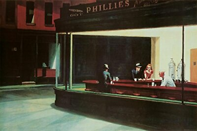 #ad Edward Hopper Nighthawks Art Print Poster 36x24 $13.49