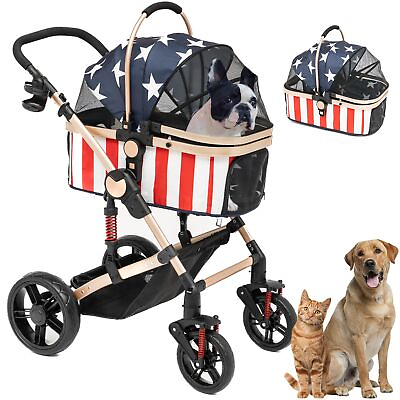#ad Pet Stroller for Medium Dogs Foldable with Storage Basket and Cup Holder 4 ... $242.22