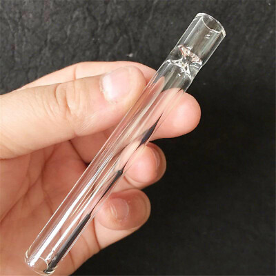 #ad 2pcs Thick Glass Tobacco Pipe Reusable One Hitter 105MM Smoking Cigar Tube Pipes $5.36
