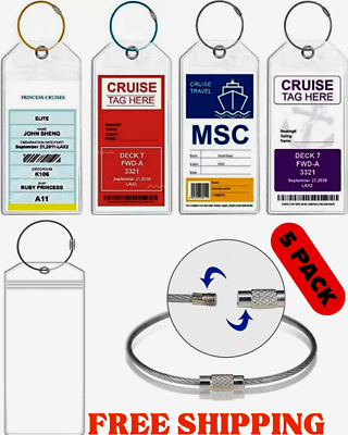 #ad 5 Pack Cruise Luggage Tag Holders for Carnival NCL Princess MSC Cruise Ships $7.98
