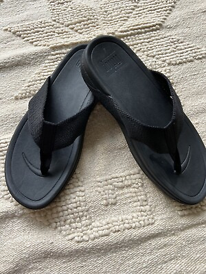 #ad NEW WITH TAGS Men#x27;s black Sandals FitFlop Surfer Toe Thongs Flip Flops Comfy 13 $69.00