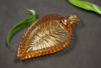 #ad Vintage brown glass caviar server Leaf shaped caviar dish $25.00