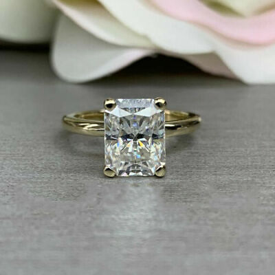 #ad 2.60ct Radiant Cut Diamond Yellow Silver Engagement Ring Lab Created Fancy Jewel $125.00