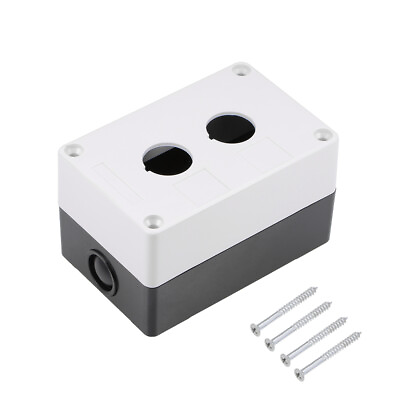 #ad Push Button Switch Control Station Box 22mm 2 Button Holes White and Black $12.02