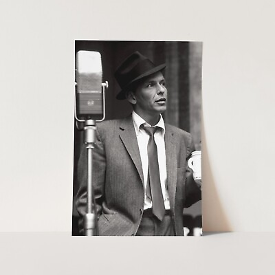 #ad Frank Sinatra With Coffee 1950s 1960s Music Black White Wall Art Poster Print $44.00
