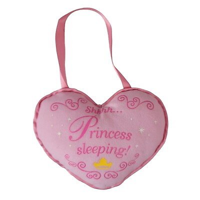 #ad Shhh...Princess Sleeping Door Hanger Plush Pink 5.5quot; Heart Pink Ribbon Crown $7.50