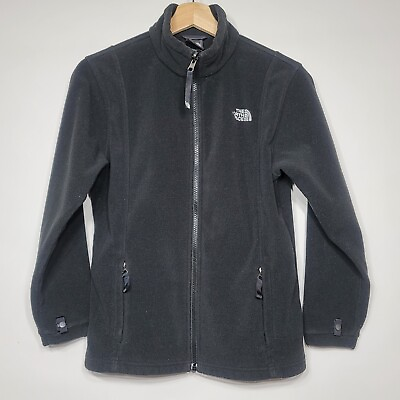 #ad The North Face full zip black fleece Girls Large Jacket long sleeve $19.99