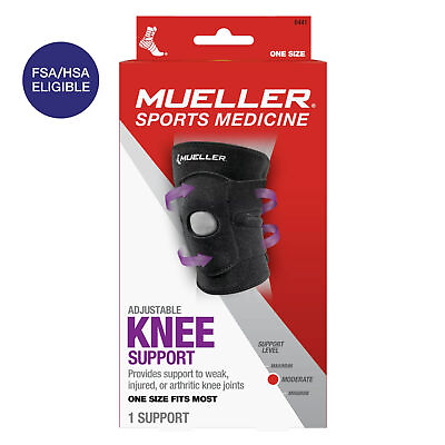 #ad Mueller Adjustable Knee Brace Support Black One Size Fits Most $11.99