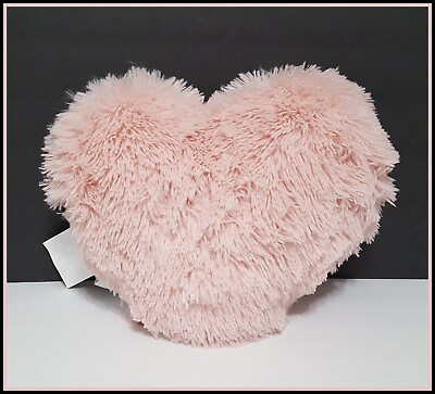 #ad NEW RARE Pottery Teen Barn Fluffy Pink Quartz Blush Heart Pillow 14quot; w $84.99