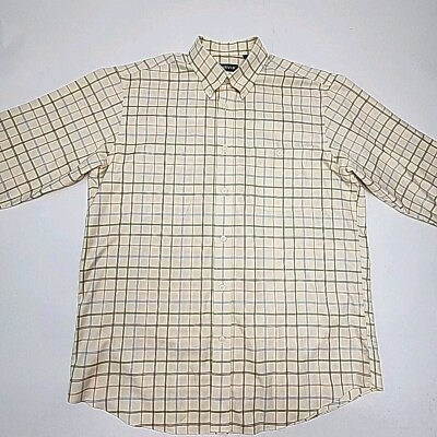 #ad #ad Orvis Shirt Beige Plaid Long Sleeve Button Cotton Men#x27;s Large Oxford Pocket $21.99