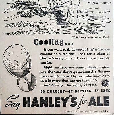#ad Hanley#x27;s Ale Beer Dog 1940 Advertisement Brewery Portland Maine DWAA22 $10.50
