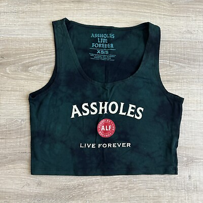 #ad Assholes*s Live Forever Womens Extra Small Crop Tank Graphic Green $19.95