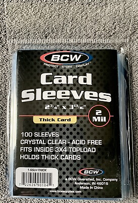 #ad BCW Soft Card Thick Penny Sleeves 1 Pack of 100 Sleeves for Thicker Cards $1.07