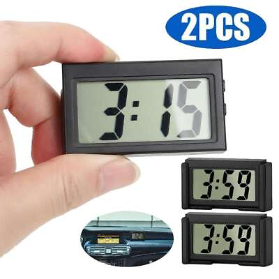 #ad 2x Mini Digital LCD Table Auto Car Dashboard Desk Date Time Calendar Small Clock $7.79