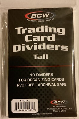 #ad 10 BCW Tall Trading Card Dividers New Unopened With Tracking $3.75
