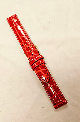 #ad 16mm Red Shiny Genuine Alligator Ladies Watch Strap Made in USA 6537 16 $29.95