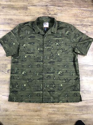 #ad Mens Large 5.11 Tactical Rip Stop Green Desert Scorpion Button Snap Shirt $30.00