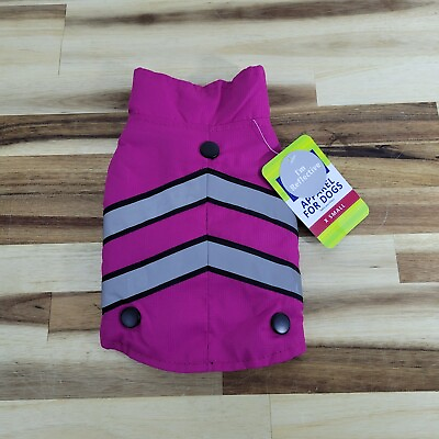 #ad Pink Top Paw 2 In 1 Reflective Dog fleece coat w detachable Rain Coat XS NWT $8.49
