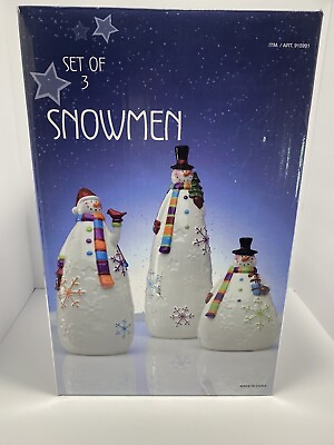 #ad Snowmen Set of Three New in Box Christmas Winter $18.99
