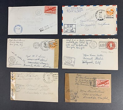 #ad World War II Lot of Six 1944 1945 U.S. Army amp; Navy Censored Airmail Covers $28.00