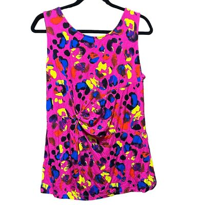 #ad IMAN Chic Knot Front Soft Stretchy Leopard Print Tank L $10.00