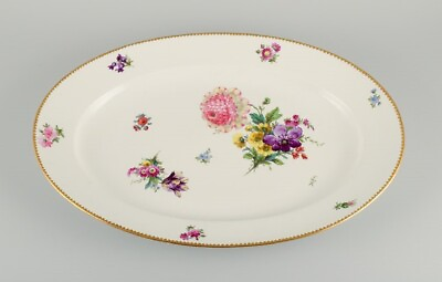 #ad Bing amp; Grondahl Saxon Flower. Large hand painted porcelain serving dish $420.00