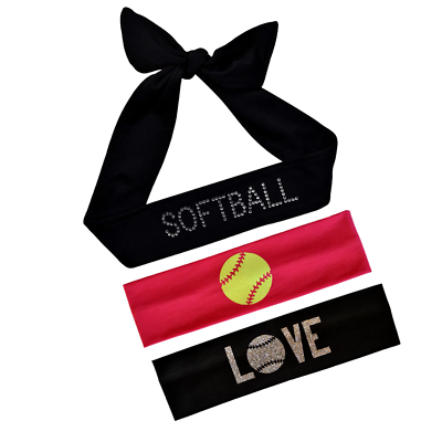#ad Set of 3 Softball Sport Headbands Gift Set by Funny Girl Designs $14.99