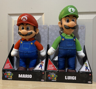 #ad The Super Mario Bros Movie Mario amp; Luigi Poseable Plush Nintendo Set Of 2 NEW $104.99