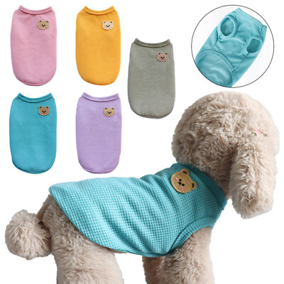 #ad Pet Clothes Puppy Waffle T Shirt Vest Clothing Cute Small Dog Clothes Summer ☆ $2.86