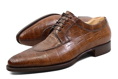 #ad 6000$ Santoni CROCODILE LIMITED EDITION Oxfords shoes mens UK 8F US9 Brown $1750.00