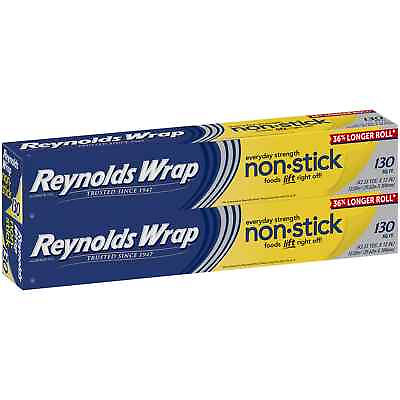 #ad TWO 130 SQ FEET NON STICK FOIL REYNOLDS ALUMINUM WRAP 12quot; ROLL USA MADE $34.50