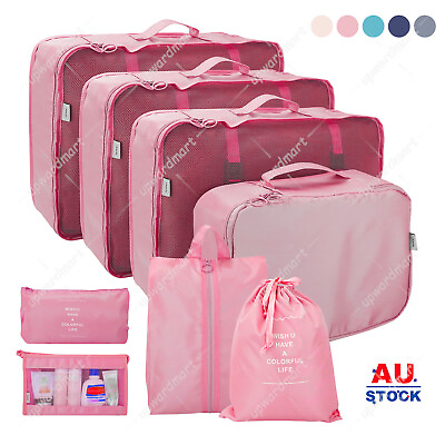 #ad 8PCS Travel Luggage Organiser Set Suitcase Storage Bags Clothing Packing Cubes $9.69
