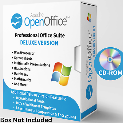 #ad Open Office Software Suite for Windows Word Processing Home Student Deluxe CD $15.99