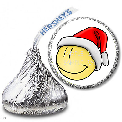 #ad 108 Smiling Emoticon Emoji Christmas Hershey Kiss Stickers Favors Candy Labels $3.49